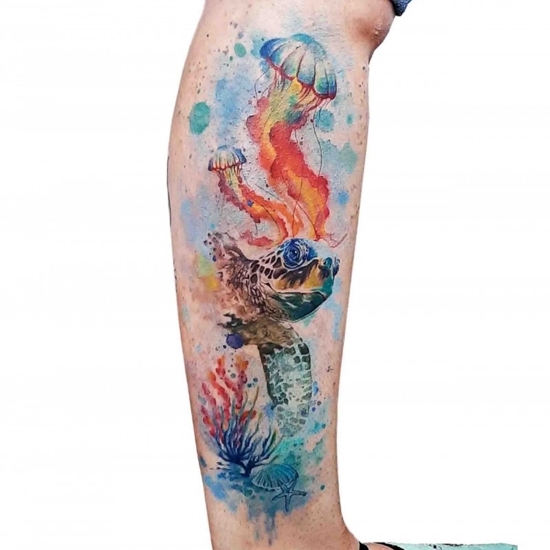 Essa tattoo pegou o 1º Lugar na Categoria Aquarela no evento Expo tattoo Bahia.